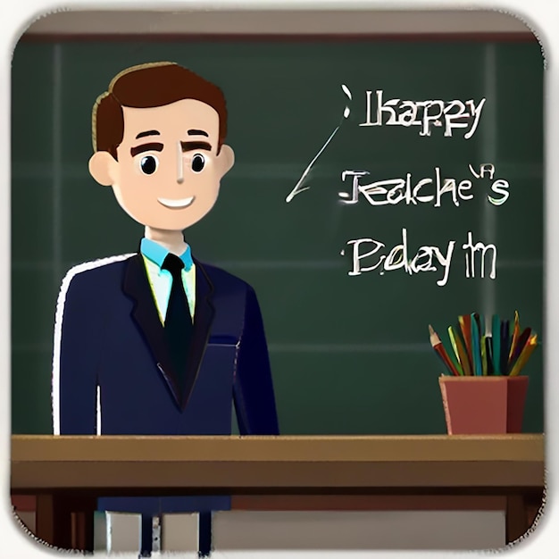 a cartoon of a man at a podium with a quote from the teacher