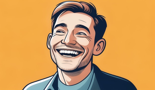 Photo a cartoon of a man smiling with a smile on his face