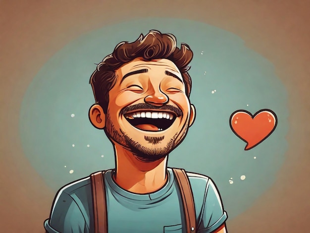 a cartoon of a man with a big smile