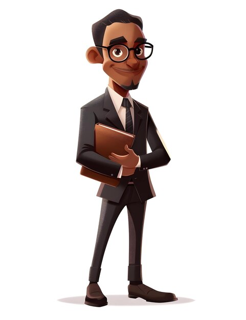 Photo a cartoon of a man with glasses and a book called a man with glasses