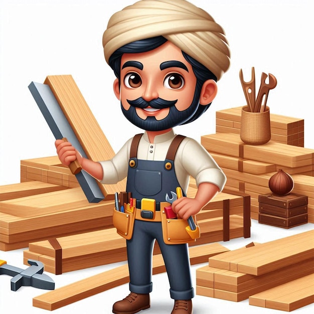 a cartoon of a man with a turban and a hammer