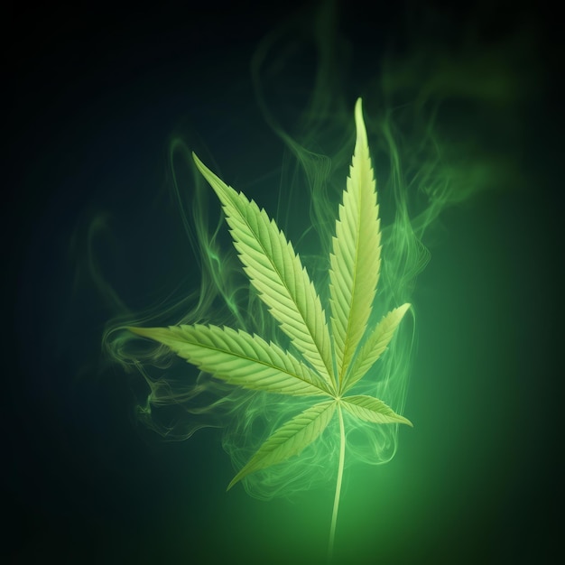 Cartoon marijuana leaf Animation smokey background generative AI