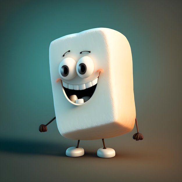 A cartoon of a marshmallow with a smiling face.