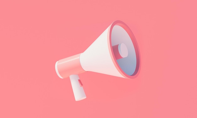 Cartoon megaphone on pink background with copy space illustration. 3D Rendering.