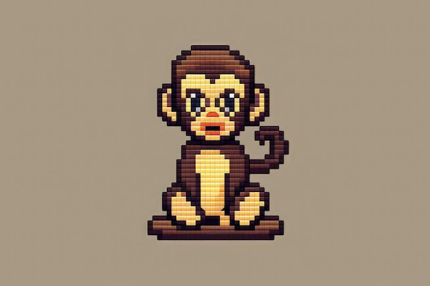 Cartoon monkey pixel art