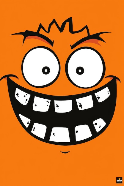 Photo cartoon monster face with big grin and teeth