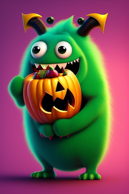 cartoon monster hallowen green