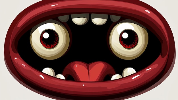 Photo cartoon monster mouth with big eyes