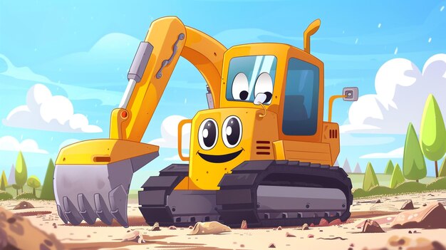 Photo a cartoon of a monster truck with a smile on its face