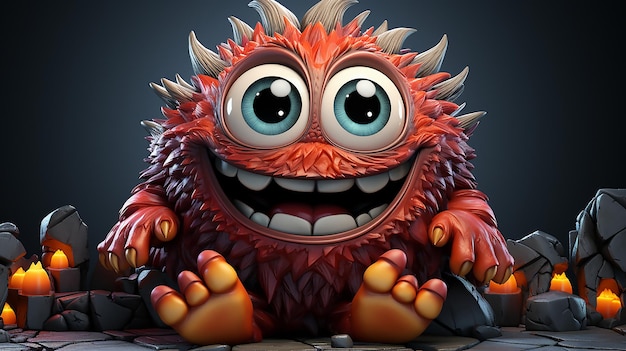 A cartoon of a monster with big eyes and big eyes.