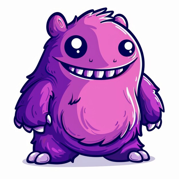 Photo a cartoon monster with a big smile and furry purple body