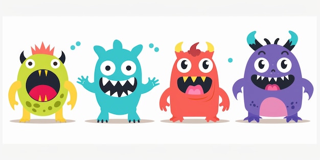 Photo cartoon monsters group