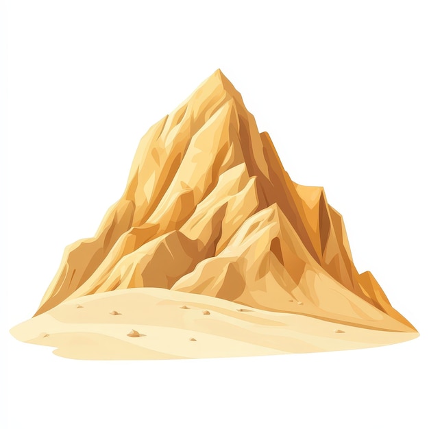 Photo cartoon mountain range with sand base isolated on white background