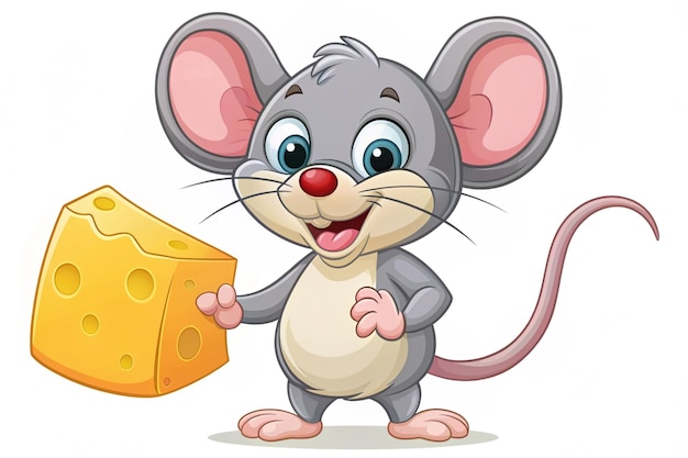 Photo cartoon mouse funny little animals vector lab mice with cheese collection pictures mouse animal little rodent adorable happy cheerful mascot illustration