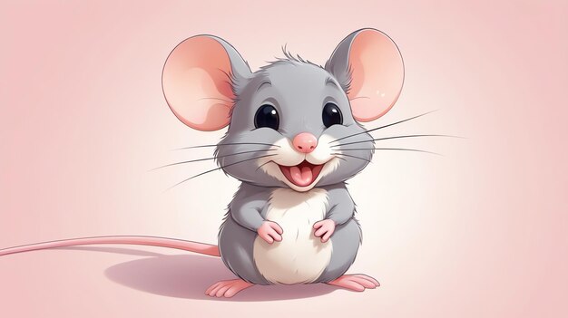 Photo a cartoon of a mouse with a pink background