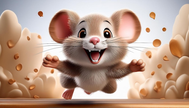 Photo a cartoon mouse with a smile on its face is showing a mouse with its mouth open