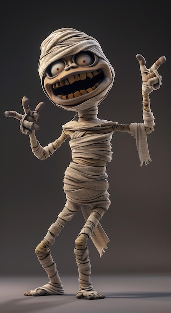 Photo a cartoon mummy with a cheerful expression