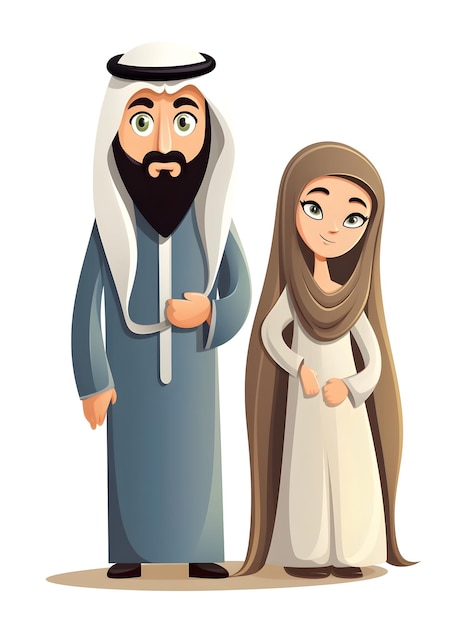 A cartoon of a muslim couple.