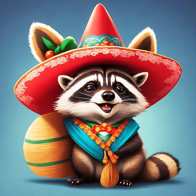 Cartoon_of_a_ beautiful raccoon creative ai