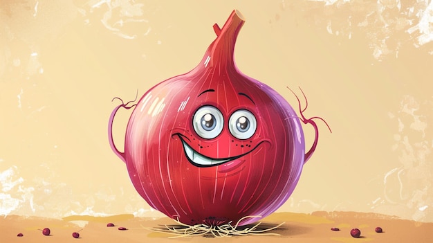 a cartoon of a onion with a happy face