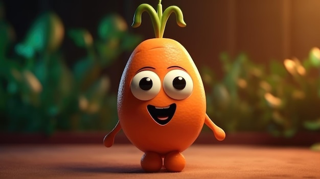 A cartoon orange with a big smile and a big smile on the face.