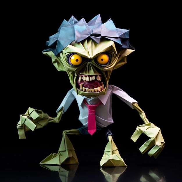 Cartoon Origami Zombie Acidic And Luminous Character Design