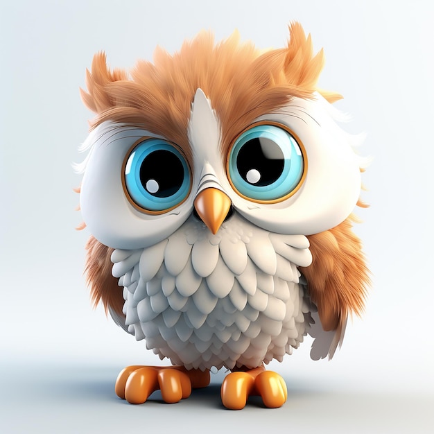 a cartoon owl with big blue eyes and yellow eyes