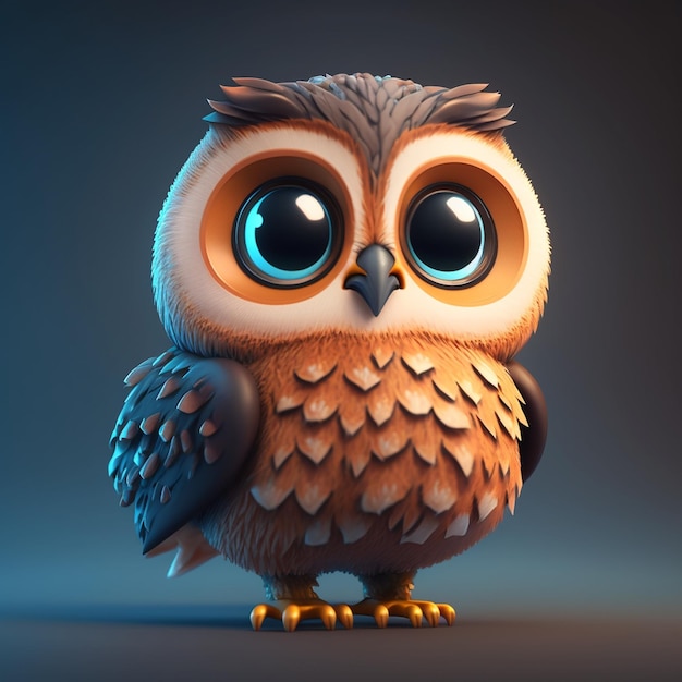 A cartoon owl with big eyes and big eyes.