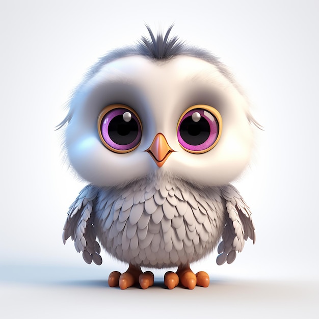 a cartoon owl with big eyes and a purple eye