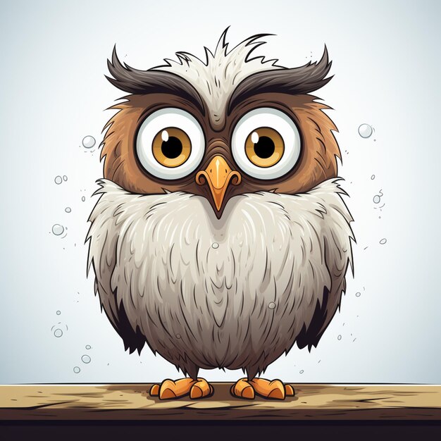 cartoon owl with big eyes sitting on a ledge generative ai