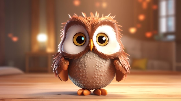 A cartoon owl with a big yellow eye and a big yellow eye.