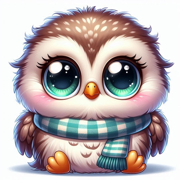 a cartoon owl with a scarf around its neck