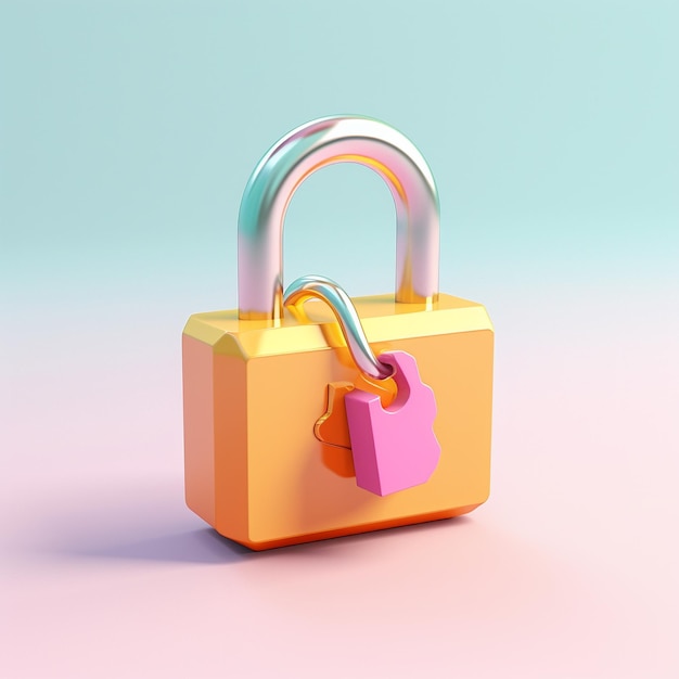 Cartoon padlock 3D