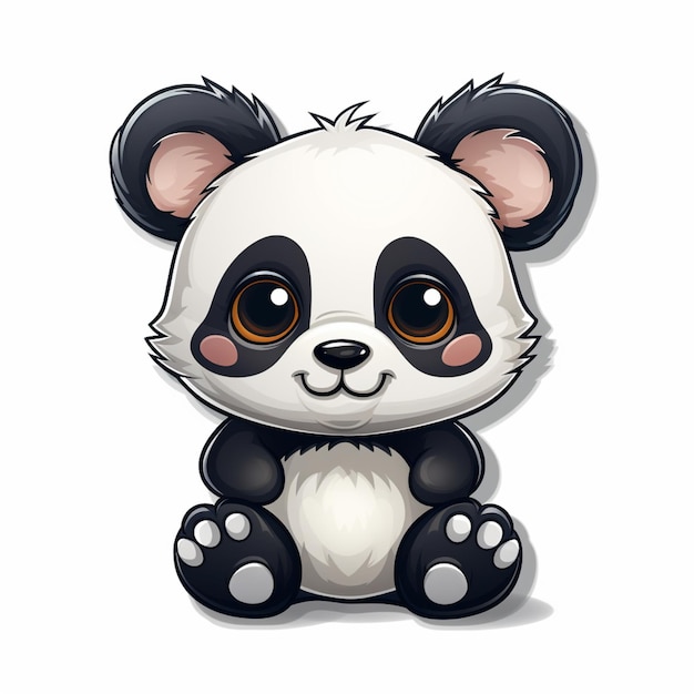 cartoon panda bear sitting on the ground with big eyes generativ ai