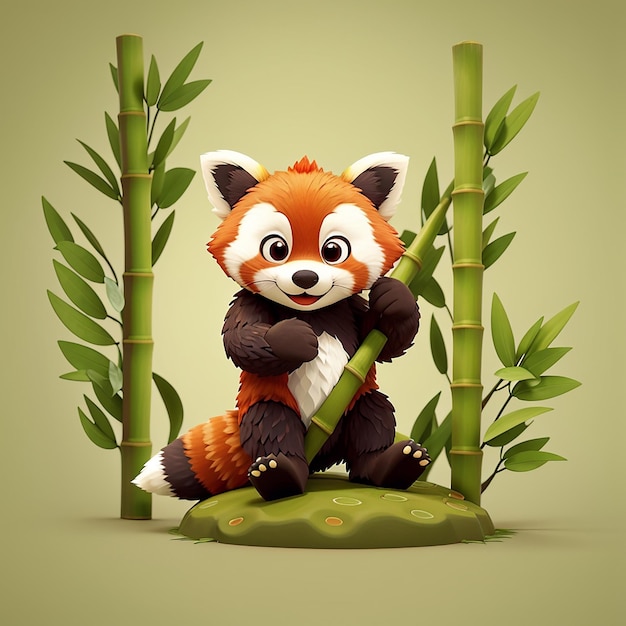 a cartoon of a panda with bamboo in the background