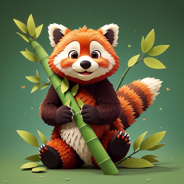 a cartoon of a panda with bamboo in his hands