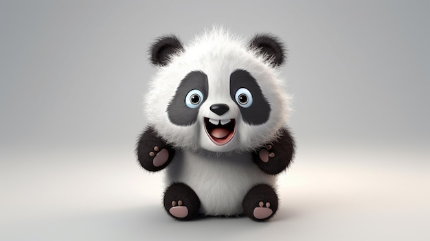 A cartoon panda with a big smile