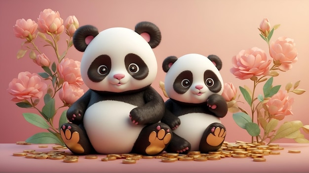 Cartoon pandas