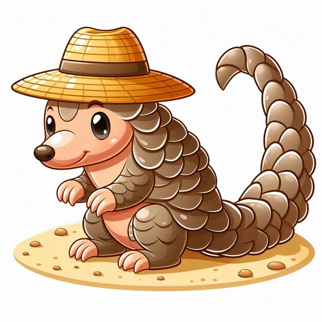 Photo a cartoon of pangolin icon isolated on white background