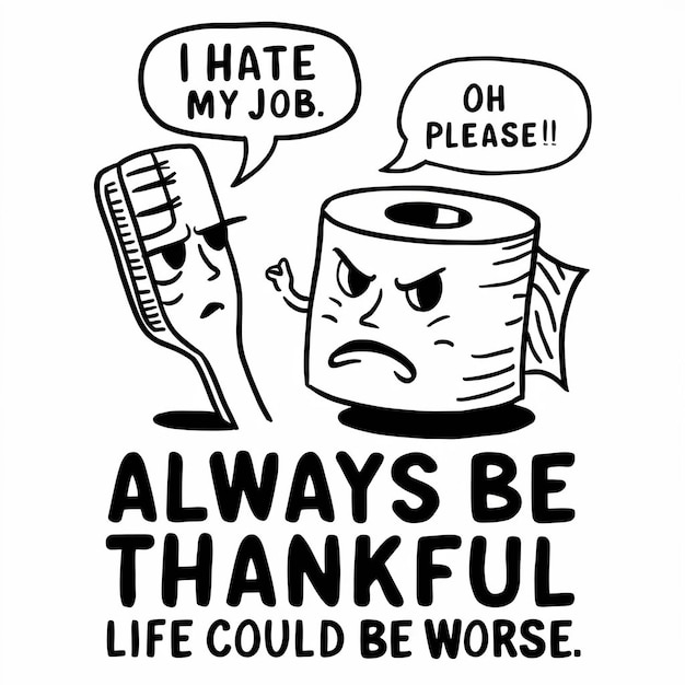 Photo a cartoon of a paper that says always be thankful for life