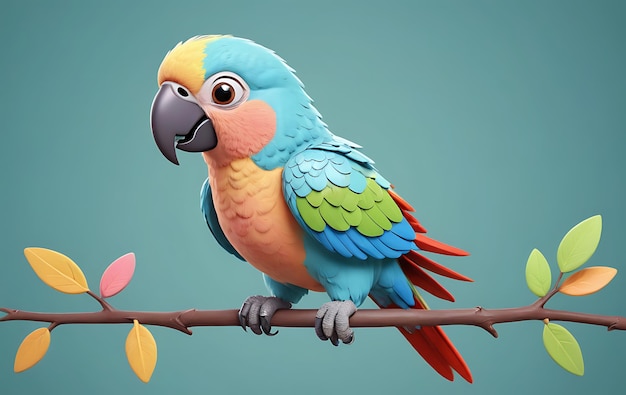 Cartoon Parrot Perched on a Branch