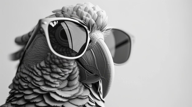 Photo a cartoon parrot in sunglasses closeup portrait of a cartoon parrot a clever graphic design character