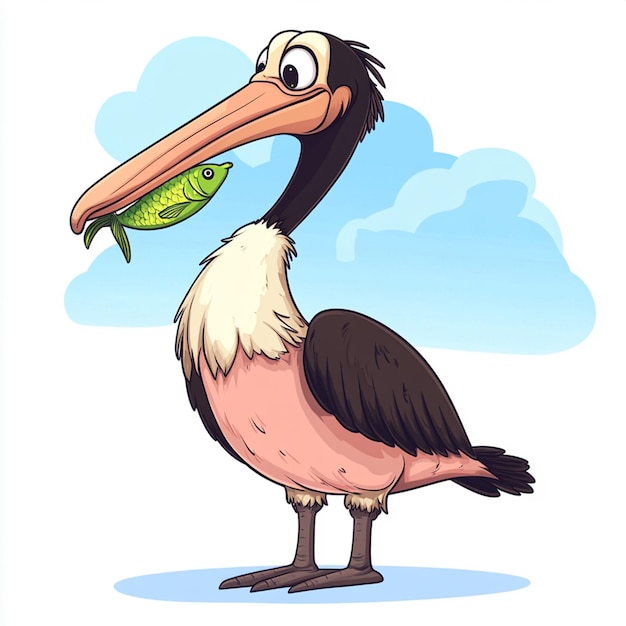 Photo a cartoon pelican with a pink and brown chest