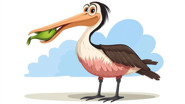 Photo a cartoon pelican with a pink and brown chest