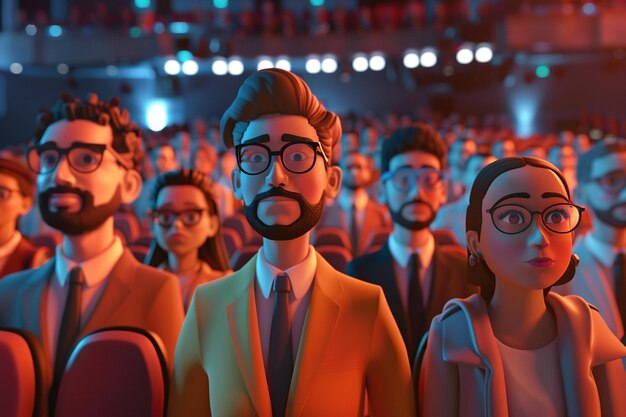 Cartoon people at a movie premiere