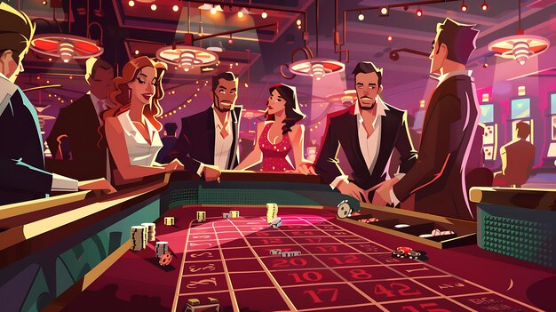 Photo a cartoon of people playing a casino game