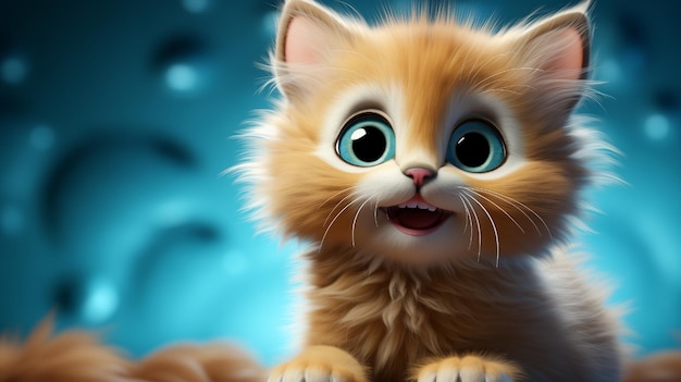 cartoon pet cat with big eyes