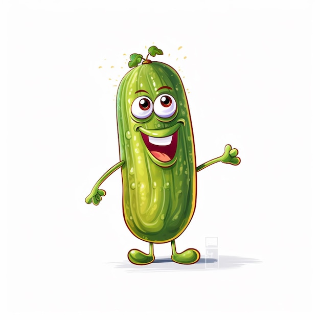 Cartoon pickle character with arms and legs generative ai