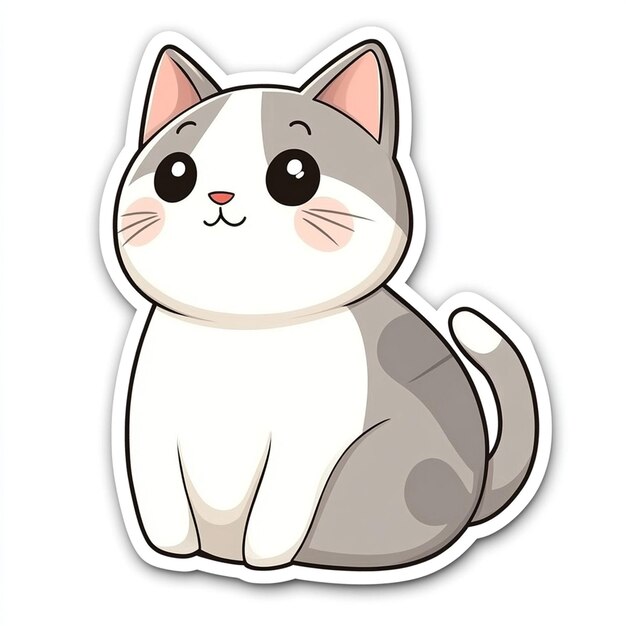 a cartoon picture of a cat with a pink nose and a brown nose