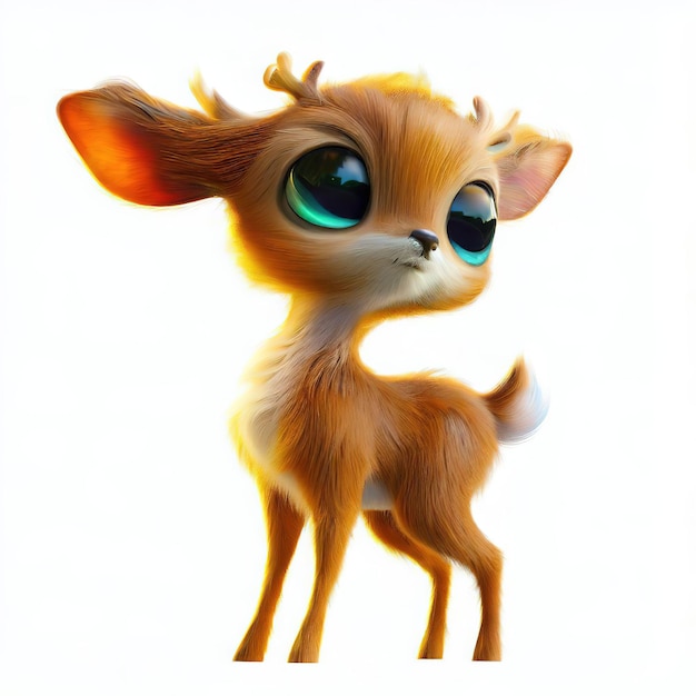 A cartoon picture of a fawn with blue eyes and big blue eyes.